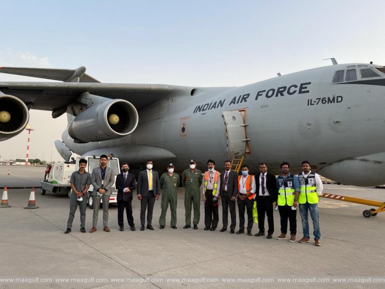 ఐఎస్ఓ ట్యాంకులతో కువైట్ చేరుకున్న భారత వైమానిక దళ విమానం