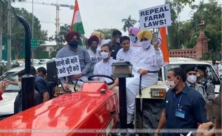 ట్రాక్టర్‌పై పార్లమెంట్‌కు వచ్చిన రాహుల్‌ గాంధీ..!