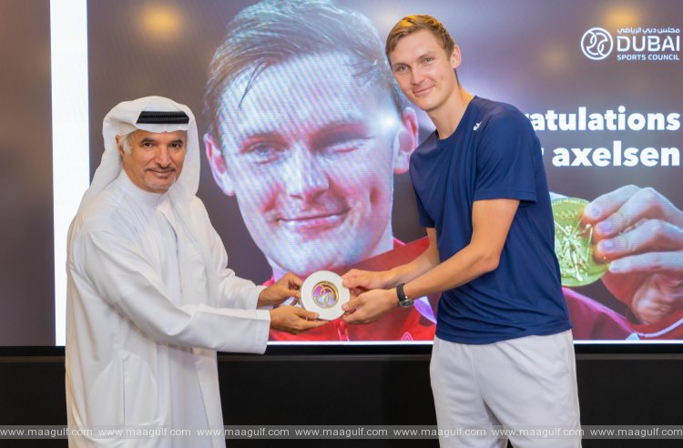 20 Badminton champion Axelsen celebrates his Tokyo Olympic gold in Dubai Sports Council