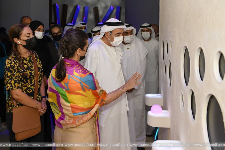 H.E. Zaki Nusseibeh inspects the UAEU Pavilion at Expo 2020 Dubai prior to its launch