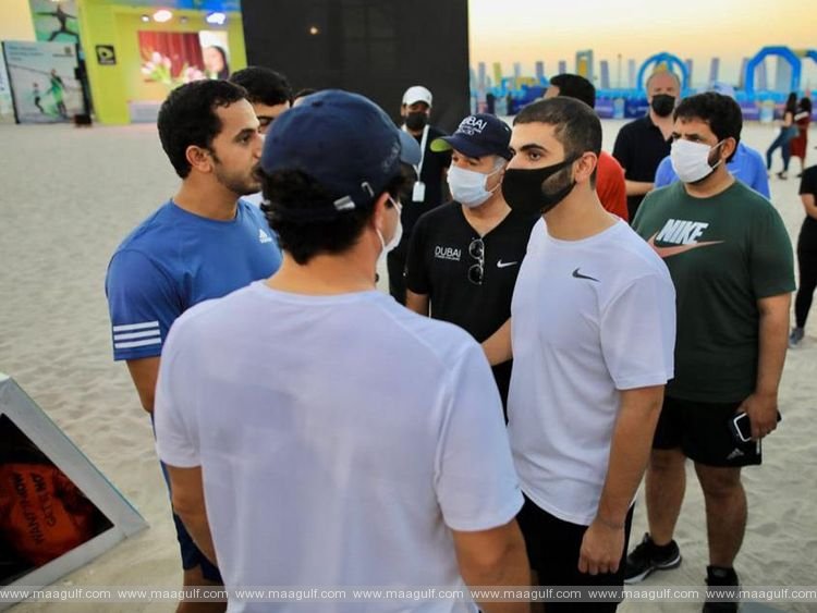 Mansoor bin Mohammed visits the DP World Fitness Village at Kite Beach