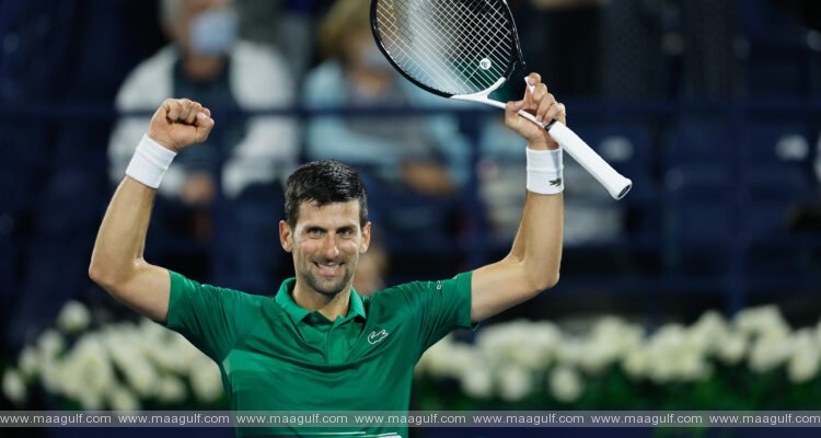 Novak Djokovic Advances At  Dubai Duty Free Tennis Championships