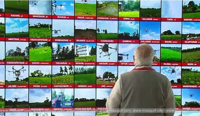 1 100 కిసాన్ డ్రోన్ల ను ప్రారంభించిన ప్రధాని మోడీ