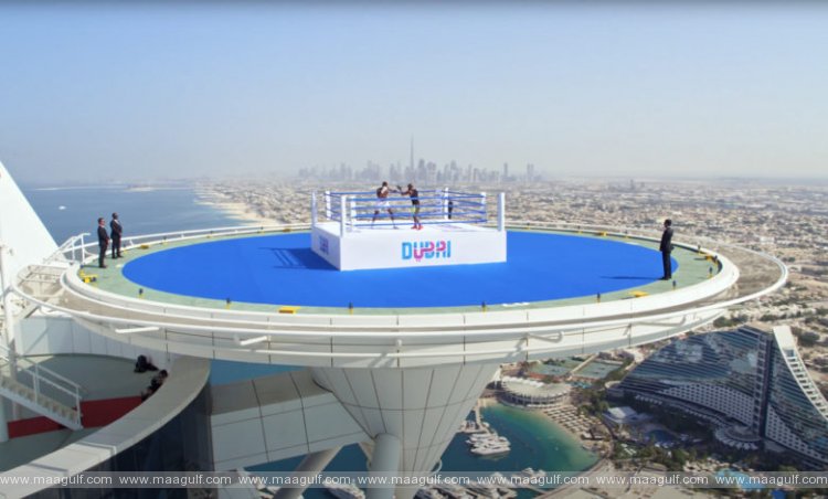 బుర్జ్ అల్ అరబ్ హెలిపాడ్‌పై సిల్వా, మేవెదర్