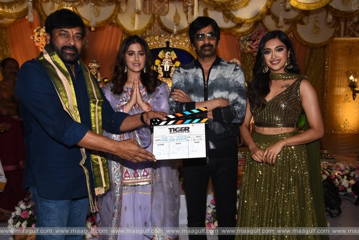 మెగాస్టార్ చిరంజీవి క్లాప్‌తో ప్రారంభ‌మైన ర‌వితేజ‌, టైగర్ నాగేశ్వరరావు చిత్రం
