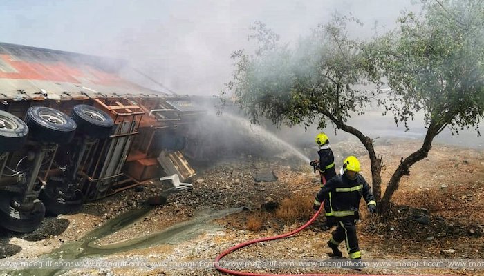 మస్కట్: అగ్ని ప్రమాదానికి గురైన వాహనం, ఒకరికి గాయాలు