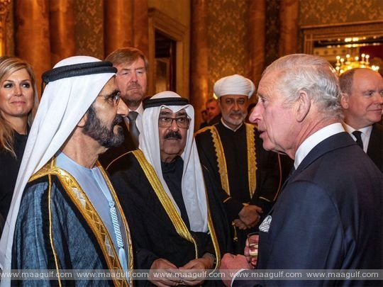 Sheikh Mohammed meets King Charles III at Buckingham Palace in London