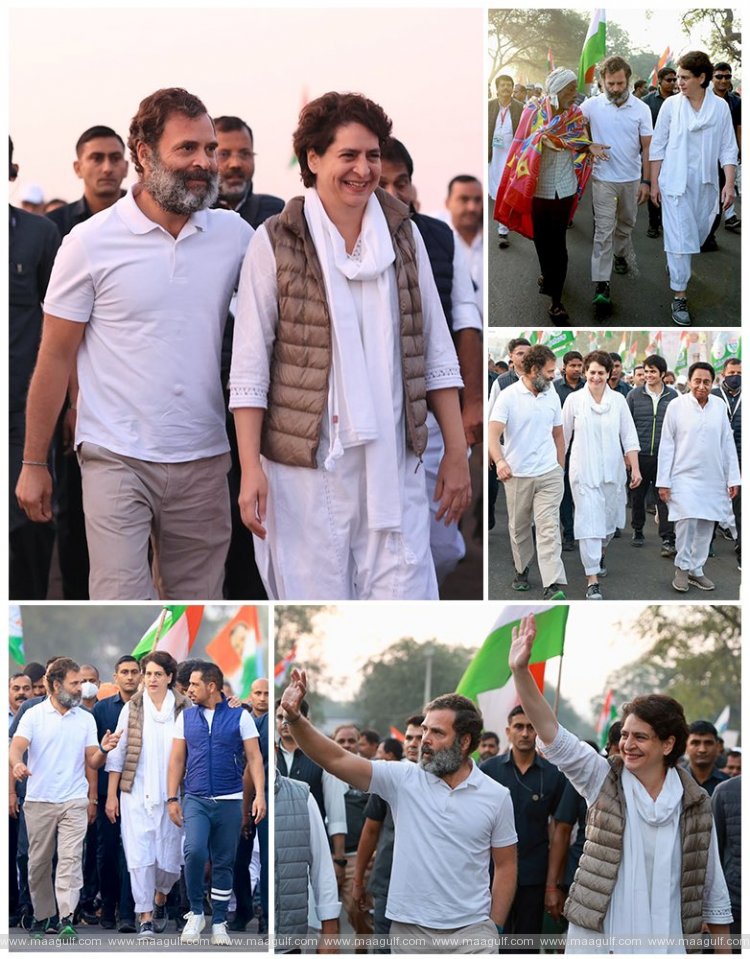 రాహుల్​తో కలిసి భారత్​ జోడో యాత్రలో పాల్గొన్న ప్రియాంక గాంధీ