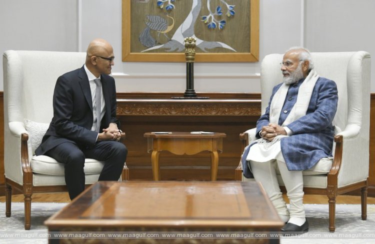 ప్రధాని మోడీ తో మైక్రోసాఫ్ట్ సీఈవో సత్య నాదెళ్ల సమావేశం