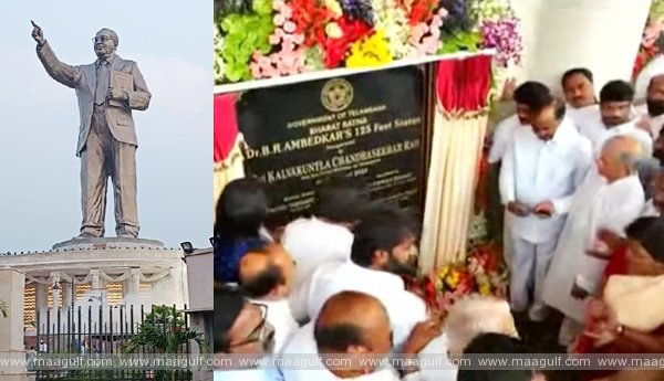 125 అడుగుల అంబేద్కర్ కాంస్య విగ్రహాన్ని ఆవిష్కరించిన సీఎం కేసీఆర్