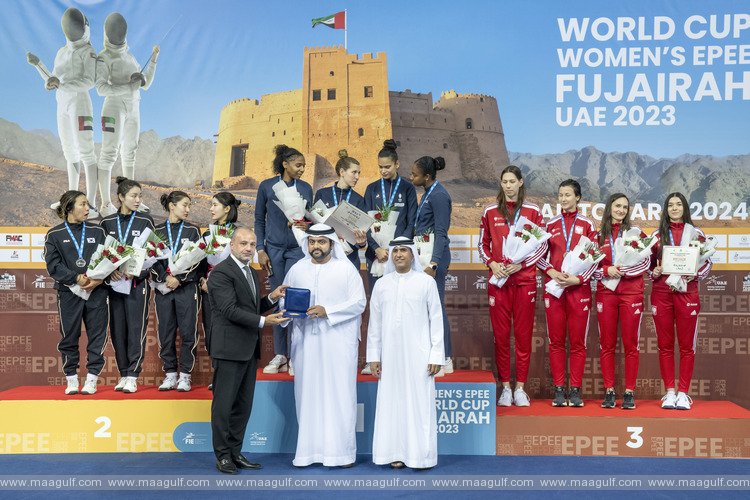Sheikh Mohammed Al Sharqi attends World Cup Women\'s Epee final and honours winners