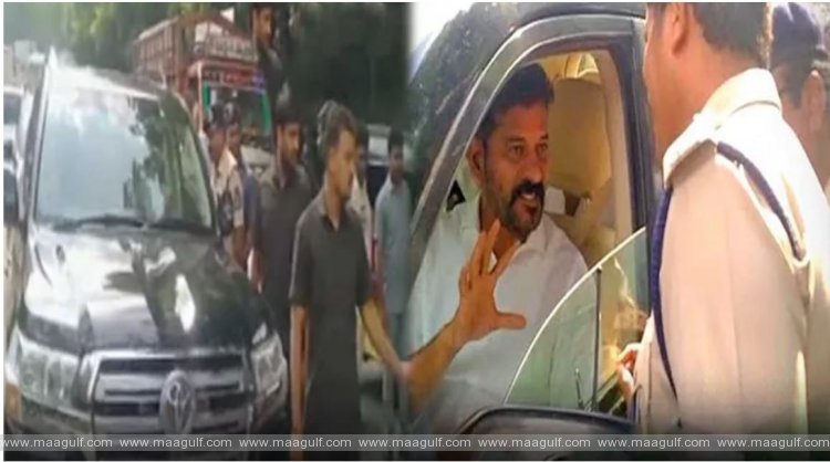 కొత్త సచివాలయం దగ్గర పిసిసి అధ్యక్షుడు రేవంత్⁬ను అడ్డుకున్న పోలీసులు