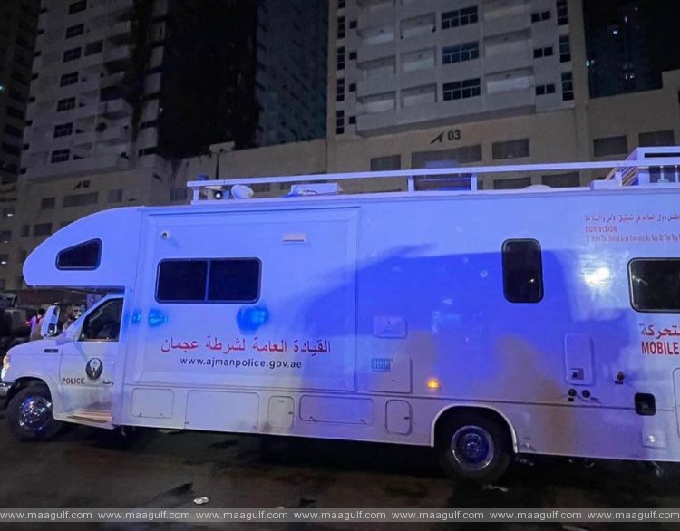 Ajman\'s civil defence and police forces extinguish fire in Ajman One tower