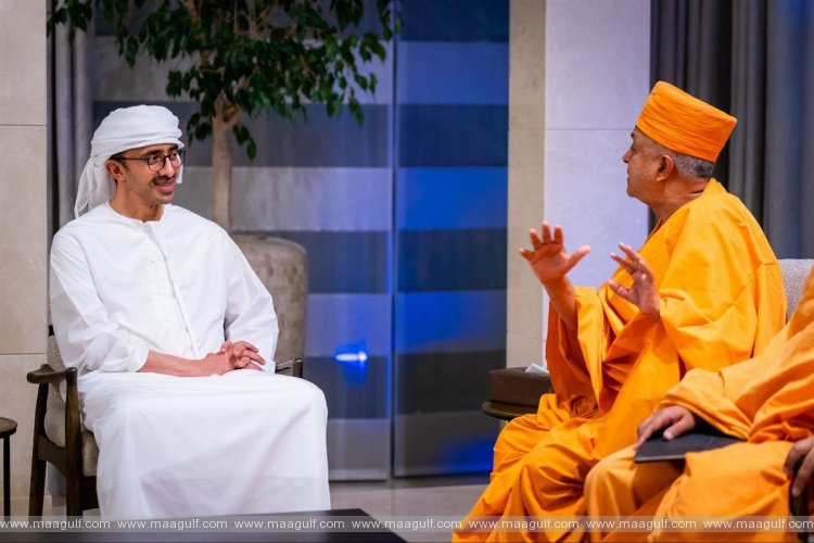 Sheikh Abdullah receives BAPS Mandir Brahmaviharidas in Abu Dhabi