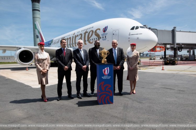 Excitement soars in Paris as Emirates passes the Webb Ellis Cup to the host nation