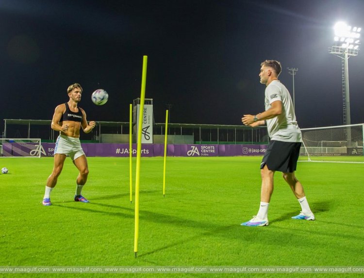 Prominent Star of Manchester City \'Jack Grealish\' visits Dubai and trains at its Outdoor Stadiums