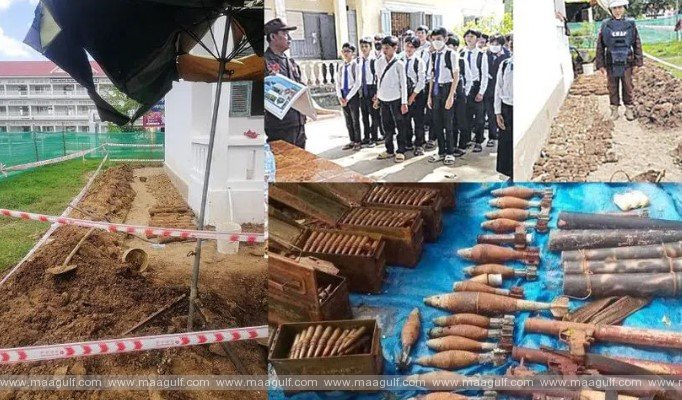 బడి పునాదుల్లో బాంబుల గుట్ట .. గుర్తించటంతో తప్పిన పెను ప్రమాదం