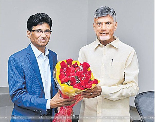 తెదేపాకు రూ.25 లక్షల విరాళం ఇచ్చిన గల్ఫ్ ఎన్నారై విభాగం అధ్యక్షుడు రాధాకృష్ణ