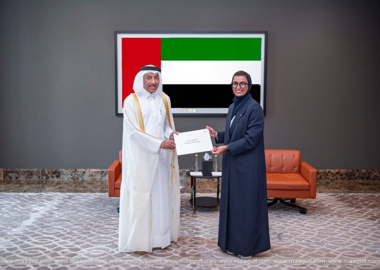 Noura Al Kaabi receives copy of credentials of Qatar Ambassador to UAE