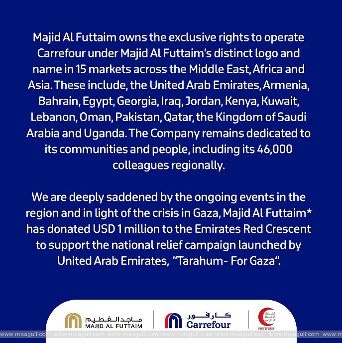 Majid Al Futtaim donates USD 1 Million to the Emirates Red Crescent