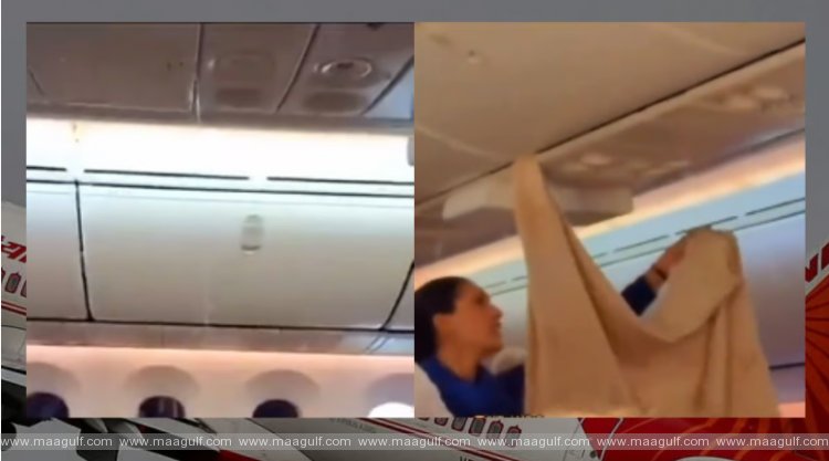 ఎయిర్ ఇండియా విమానంలో సీలింగ్ వాటర్ లీకేజీ..