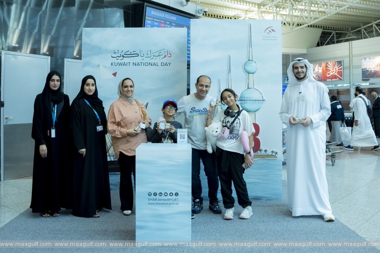Sharjah Airport welcomes Kuwaiti passengers with gifts and flowers commemorating Kuwait National Day