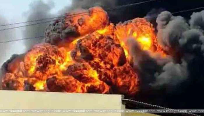 A huge fire accident in a pharma company..around 50 workers caught in the fire