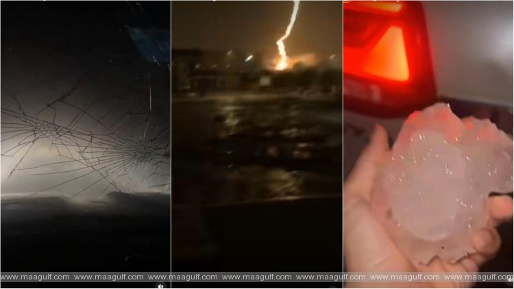 Giant hailstones, lightning strikes: Thunderstorms hit UAE amid unstable weather forecasts