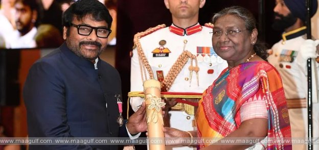 Megastar Chiranjeevi receives Padma Vibhushan from President Draupadi Murmu