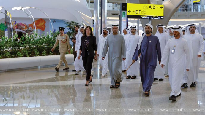 Sheikh Mohammed visits Zayed International Airport in Abu Dhabi