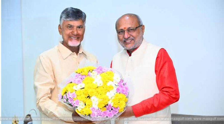 సీఎం చంద్రబాబును కలిసిన తెలంగాణ గవర్నర్
