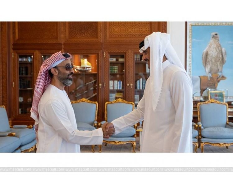 Emir of Qatar receives Tahnoun bin Zayed