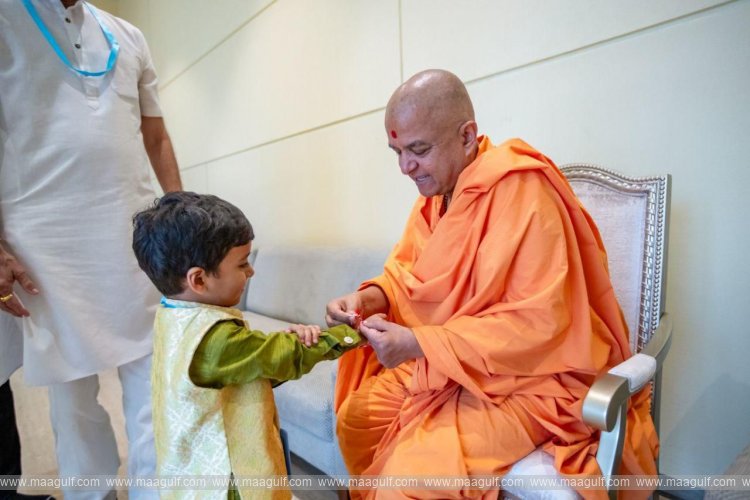 BAPS Hindu Mandir celebrated Raksha Bandhan with Workers and Residents in Abu Dhabi
