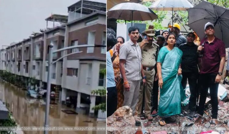 హోంమంత్రి అనిత నివాసాన్ని చుట్టుముట్టిన వరద నీరు..