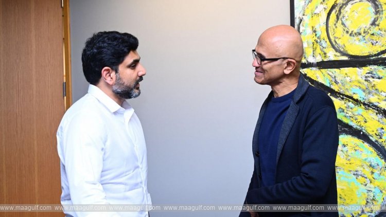 మైక్రోసాఫ్ట్ సీఈవో సత్యనాదెళ్లతో మంత్రి నారా లోకేశ్ భేటీ