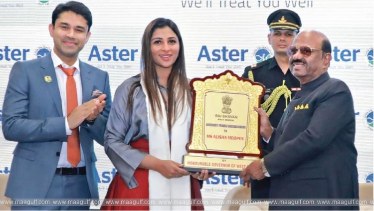 Alisha Moopen honoured with Governor’s Pravasi Bhushan Award