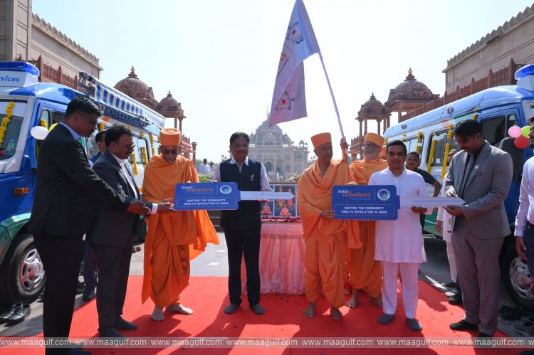 Aster Volunteers & BAPS Mobile Medical Services launch 2 units at BAPS Swaminarayan Akshardham Temple