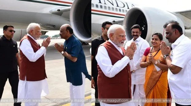 విజయవాడలో ప్రధాని మోదీ ఘన స్వాగతం