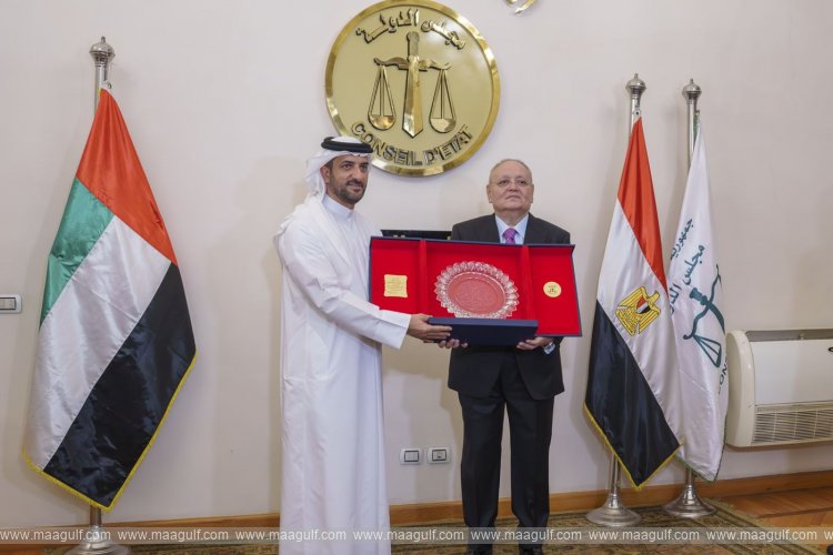 Sultan bin Ahmed meets President of State Council of Egypt