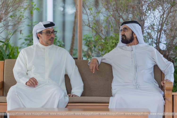 Sheikh Mohammed meets with Mansour bin Zayed at Al Marmoom