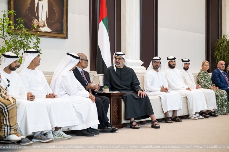 Khaled bin Mohamed bin Zayed receives guests, participants of 2nd Social Care Forum in Abu Dhabi