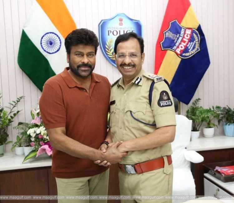 హైదరాబాద్‌ సీపీ సజ్జనార్‌ను కలిసి శుభాకాంక్షలు తెలిపిన చిరంజీవి