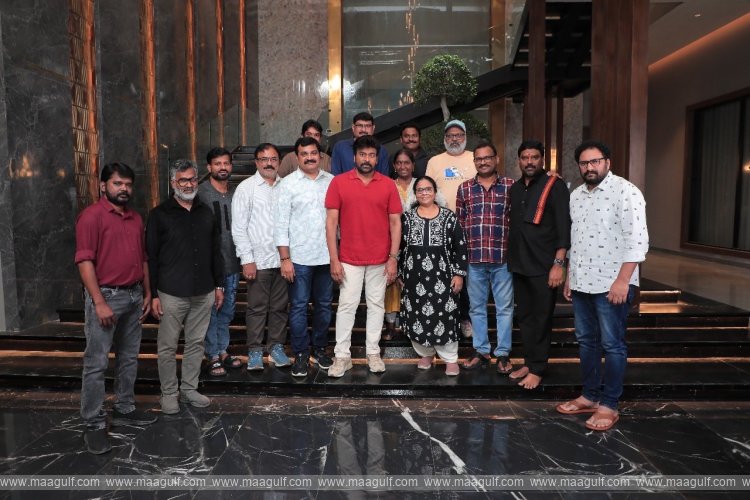 Members of Telugu Film Journalists Association meet Chiranjeevi
