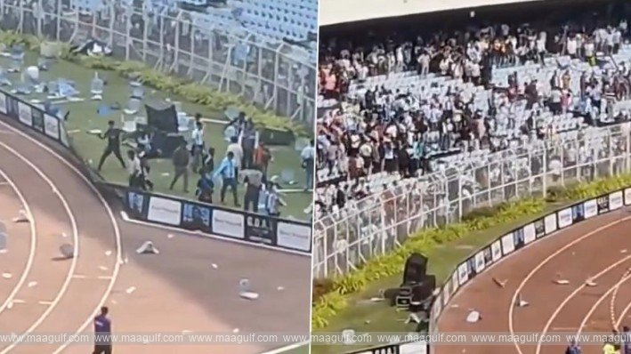 మెస్సీ టూర్.. కుర్చీలు, బాటిళ్లు విసిరేసి అభిమానులు రచ్చరచ్చ..