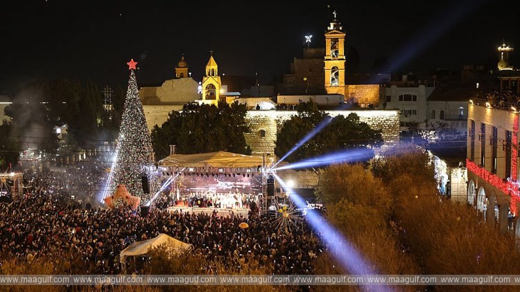 Christmas tree lit up in Bethlehem after two years