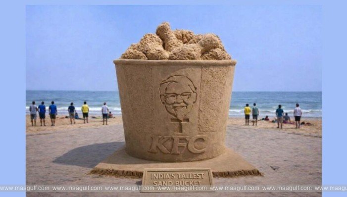 KFC unveils huge \'Bucket\' of sand at Vizag RK Beach!