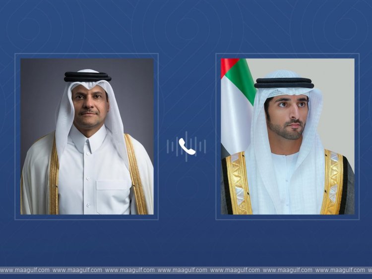 Sheikh Hamdan receives phone call from Qatar Minister of State for Defence Affairs