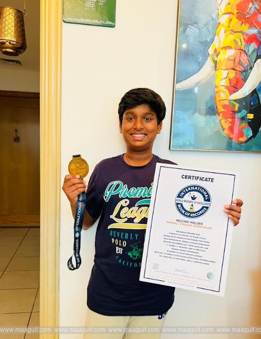 Delhi Private School Student Murali Vihaan Duddukuri Sets International Book of Records