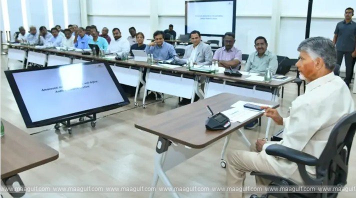 CM Chandrababu reviews Amaravati construction works
