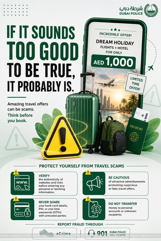 Dubai Police Urges Public to Beware of Fraudulent Summer Travel Offers